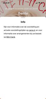 Bente CARRÉ, Tickets en Kaartjes, Eén persoon, Overige soorten