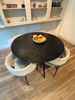 Eettafel zwart rond 115cm, Ophalen, Gebruikt, Rond, 100 tot 150 cm