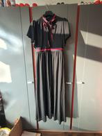 SHK Paris Lange Zwarte Jurk – Vintage Stijl, Korte Mouwen, M, Ophalen of Verzenden, Maat 38/40 (M), Zwart, Onder de knie