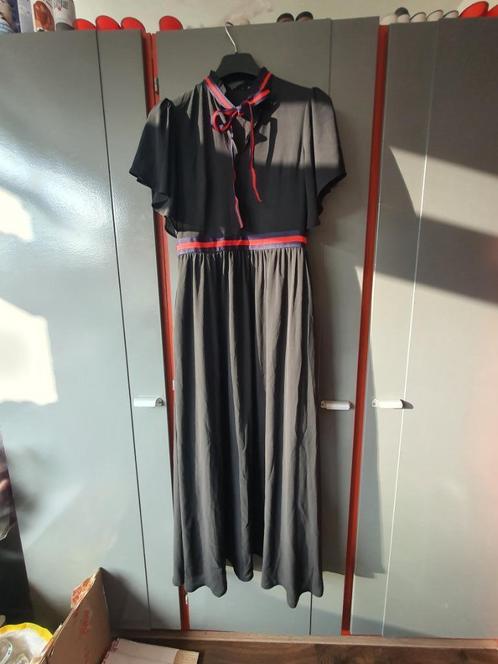 SHK Paris Lange Zwarte Jurk – Vintage Stijl, Korte Mouwen, M, Kleding | Dames, Jurken, Maat 38/40 (M), Zwart, Onder de knie, Ophalen of Verzenden