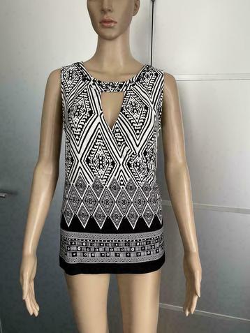 F595 Nieuw: Esqualo maat M=38/40 top wit/zwart shirt blouse beschikbaar voor biedingen