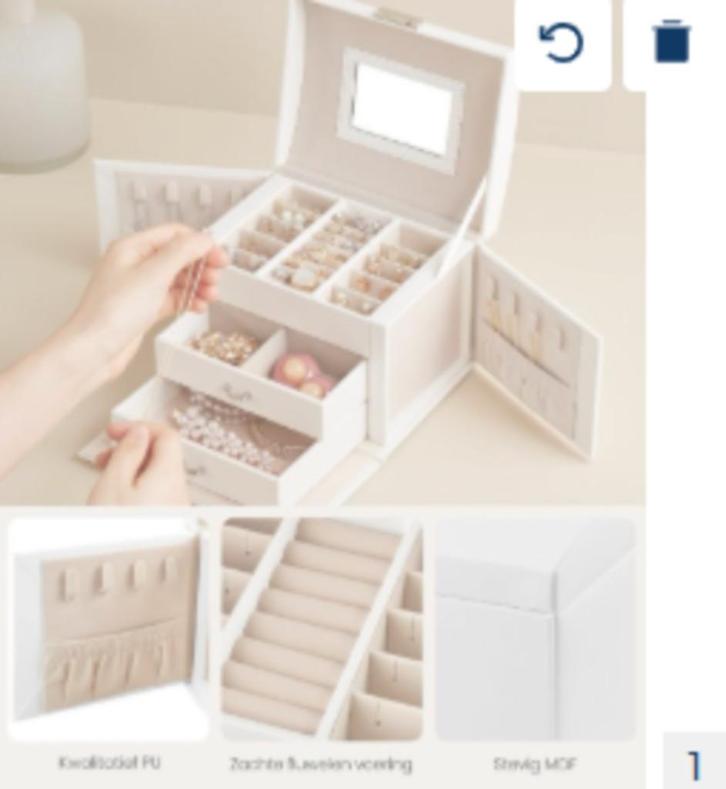 Hoppa! JBC154W01 Sieradendoos, Juwelendoos van 25 voor 13, Sieraden, Tassen en Uiterlijk, Beautycases, Nieuw, Overige kleuren