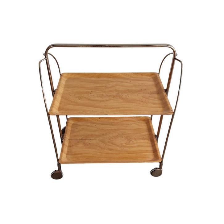 Vintage theewagen, serveerwagen messing gekleurd, Huis en Inrichting, Woonaccessoires | Overige, Gebruikt, Ophalen