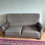 2,5-zits bank bruin gemeleerd met leer en hout, Ophalen of Verzenden