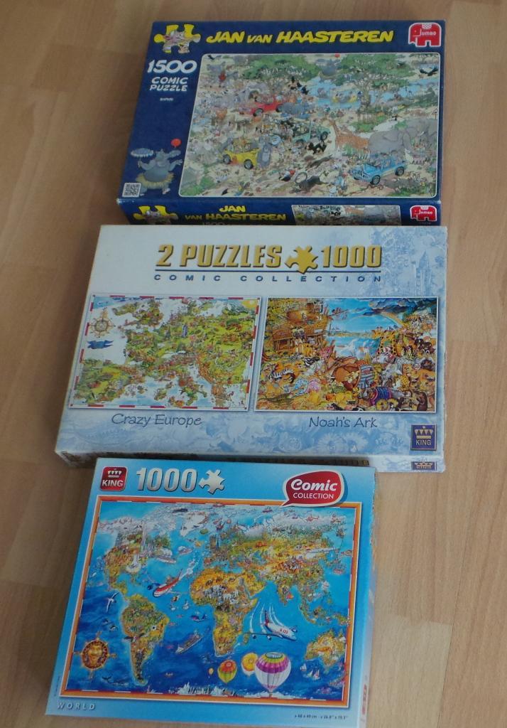 Puzzelen 4 legpuzzels 1000 stukjes Jan v. Haasteren 1500 st, Hobby en Vrije tijd, Denksport en Puzzels, Zo goed als nieuw, Legpuzzel