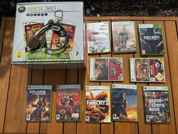 Xbox 360 compleet met 2 controllers en 12 games beschikbaar voor biedingen