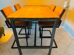 Mangohout hoge eettafel met 4 stoelen, Huis en Inrichting, Tafels | Eettafels, Ophalen, Gebruikt, 50 tot 100 cm, 150 tot 200 cm