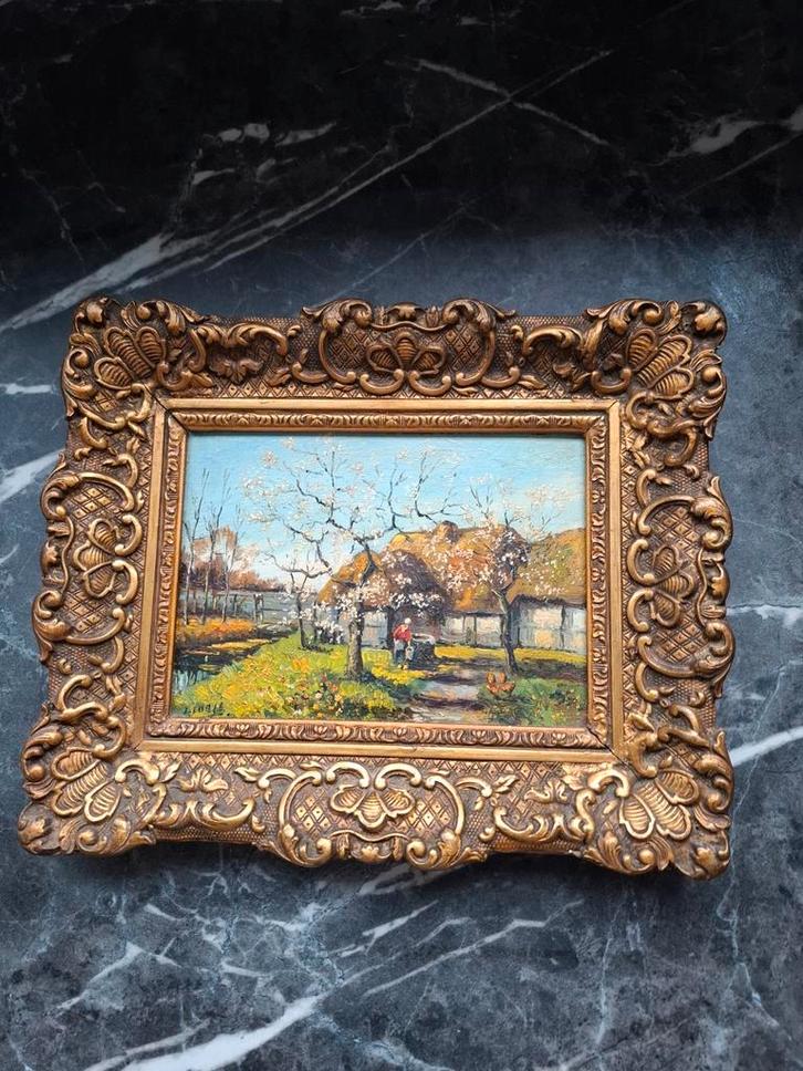 Antiek schilderij in antieke lijst Barok verf op paneel, Antiek en Kunst, Kunst | Schilderijen | Klassiek, Ophalen of Verzenden