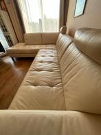 Ruime leren hoekbank – goede staat – crème-wit, 250 tot 300 cm, Gebruikt, 125 tot 150 cm, Leer