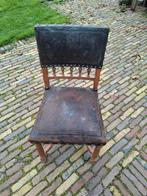 Antieke Franse Stoel - Leer & Hout, Huis en Inrichting, Stoelen, Gebruikt, Bruin, Hout, Ophalen of Verzenden