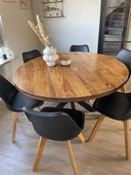 Ronde eettafel mangohout – 130 cm, Huis en Inrichting, Tafels | Eettafels, Ophalen, Gebruikt, Rond, Vijf personen of meer