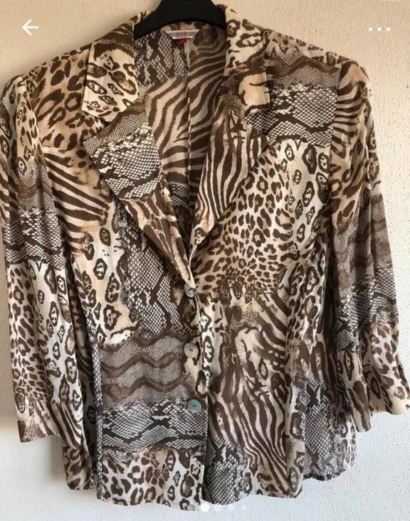 Blouse Chique  Merk Blazer  Dierenprint Viscose Mt 40, Kleding | Dames, Blouses en Tunieken, Nieuw, Maat 38/40 (M), Bruin, Ophalen of Verzenden