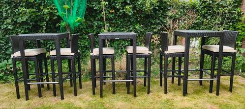 3 mooie bar tuinsets (bartafel + 2 barkrukken + kussens), Tuin en Terras, Tuinsets en Loungesets, Zo goed als nieuw, Ophalen
