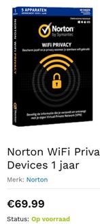Norton antivirus ongebruikt betreft de code voor één jaar, Cadeaubon, Eén persoon