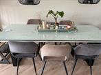 Eettafel Goossens wit met zwarte poten 240x100cm, Huis en Inrichting, Tafels | Eettafels, Ophalen, Gebruikt, 200 cm of meer, 50 tot 100 cm