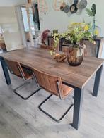 Eettafel met houten blad (lamulux ) van Woonexpress, Huis en Inrichting, Tafels | Eettafels, Ophalen, 50 tot 100 cm, Zo goed als nieuw