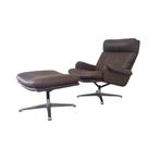 Jaren 60 70 fauteuil hocker leer design de sede, Ophalen, 75 tot 100 cm, Gebruikt, Vintage design