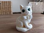 Prachtige zeldzame Vintage Kat Poes Wit Groene Glazen Ogen, Verzenden, Gebruikt, Dier