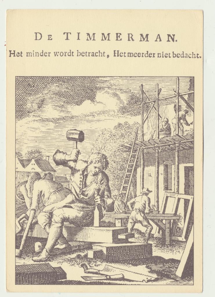 D033 Themakaart de timmerman, Verzenden, 1920 tot 1940, Ongelopen, Ambachten of Beroep