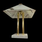 Vintage Italiaanse design lamp marmeren voet messing glas, Ophalen