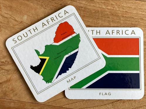 Set van 2 Onderzetters met Vlag en Landkaart van Zuid-Afrika, Huis en Inrichting, Woonaccessoires | Onderzetters, Nieuw, Glas of Kopje