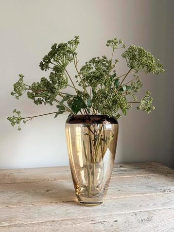 Grote amber kleurige glazen vaas  *HIT* beschikbaar voor biedingen