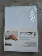 Katoen satijn hoeslaken 200x220 cm kleur wit hoek 40 cm, Ophalen, Tweepersoons, Zo goed als nieuw, Wit