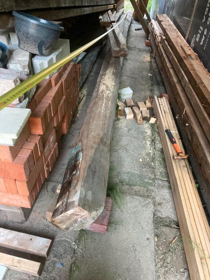 Oude houten gebinten, Doe-het-zelf en Verbouw, Hout en Planken, Gebruikt, Balk, 300 cm of meer, 50 mm of meer, Ophalen