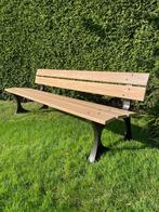 Gerestaureerde gietijzeren tuinbank met eiken houten zitting, Ophalen of Verzenden, Nieuw, Hout