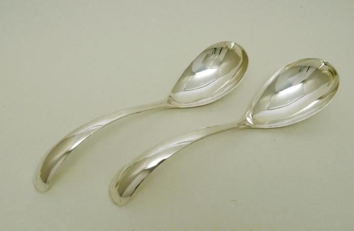 Zilver 2x compote/sauslepel Haags Lofje Gerritsen Zeist 1920, Antiek en Kunst, Antiek | Bestek, Ophalen of Verzenden