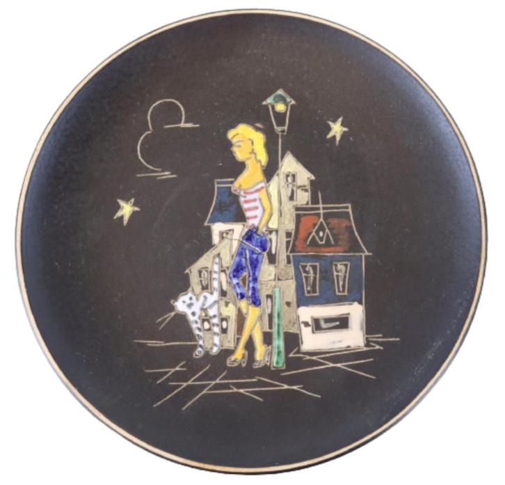 Vintage Ruscha wandbord bord Paris keramiek, Antiek en Kunst, Antiek | Wandborden en Tegels, Verzenden