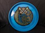 Kitsch Reginald Corfield 1960s Blue Cat Serving Tray. 20, Ophalen of Verzenden, Gebruikt, Rond, Metaal