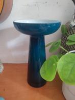 Prachtige groenblauwe glazen vaas met witte binnenkant, Blauw, Geen idee, Ophalen of Verzenden, Geen idee