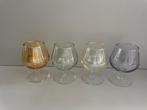 4 Vintage Franse iriserende veelkleurige cognacglazen, Ophalen of Verzenden