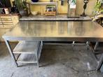 RVS tafel 200cm, Huis en Inrichting, Tafels | Eettafels, Ophalen, Gebruikt, 200 cm of meer, 50 tot 100 cm
