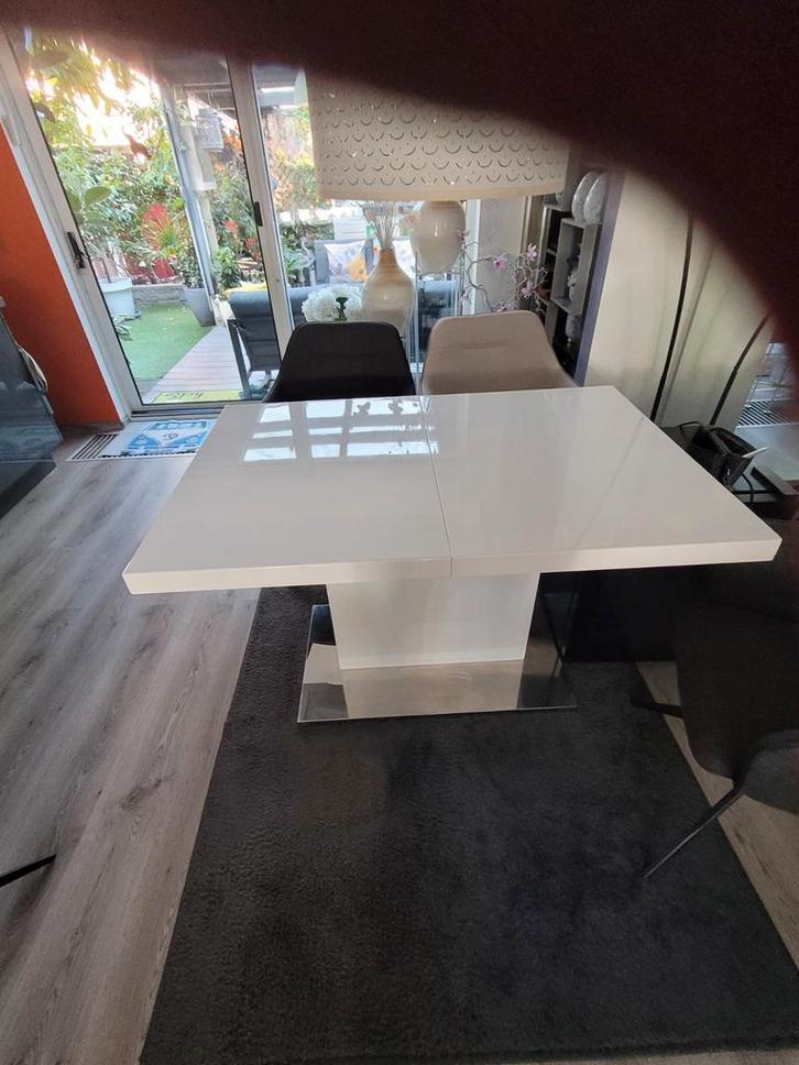 Uitschuifbare Hoogglans Eettafel - 120/160x80, Huis en Inrichting, Tafels | Eettafels, Ophalen of Verzenden