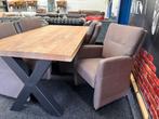 Nieuwe Eethoek !! Massief houten Tafel incl. 4 luxe stoelen, Ophalen, Nieuw, Industrieel, 4 tot 6 stoelen