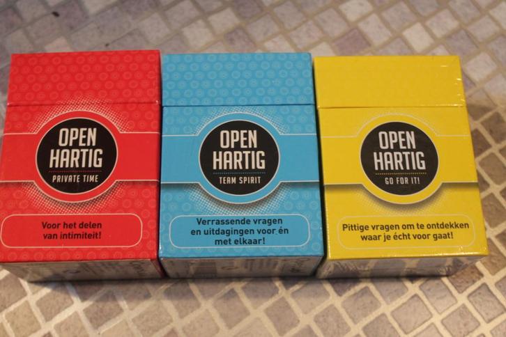 Openhartig vraagkaarten spel Team Spirit en Go for it, Hobby en Vrije tijd, Gezelschapsspellen | Kaartspellen, Zo goed als nieuw