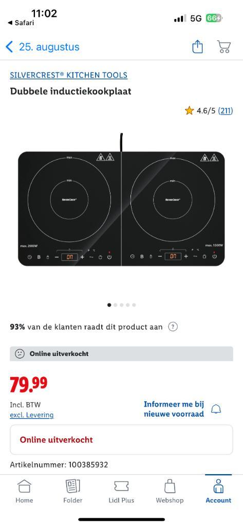 Dubbele inductie kookplaat silvercrest, Witgoed en Apparatuur, Kookplaten, Zo goed als nieuw, Vrijstaand, Inductie, 3 kookzones of minder