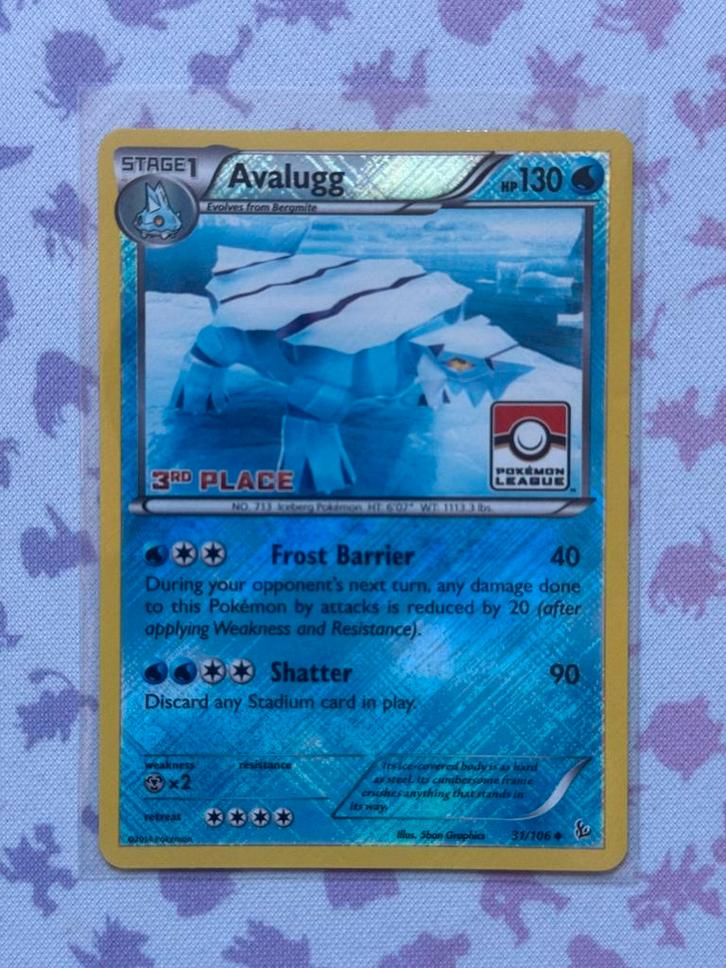 Avalugg Stamped Reverse Holo 31 Pokémon League Flashfire, Hobby en Vrije tijd, Verzamelkaartspellen | Pokémon, Zo goed als nieuw