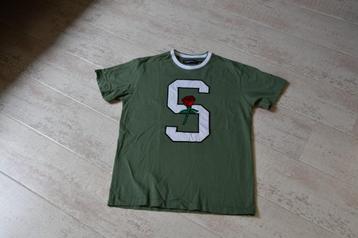 T-shirt Stranger Society herenmaat S olijfgroen met wit beschikbaar voor biedingen