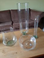 4 glazen vazen, Huis en Inrichting, Ophalen, Overige kleuren, Minder dan 50 cm, Glas