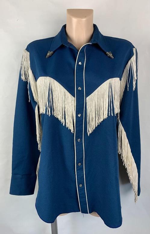 Vintage originele western / cowboy blouse merk Caravan maat, Kleding | Dames, Blouses en Tunieken, Gedragen, Maat 42/44 (L), Blauw