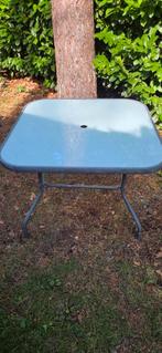 Tuintafel glas en metaal 100x100x70, Kunststof, Gebruikt, 50 tot 75 cm, 40 liter of meer