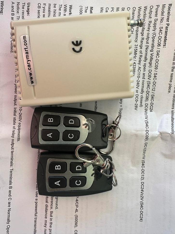 6-24v RF Draadloze Ontvanger met 2 Waterdichte Zenders, Telecommunicatie, Zenders en Ontvangers, Nieuw, Zender en Ontvanger, Ophalen of Verzenden