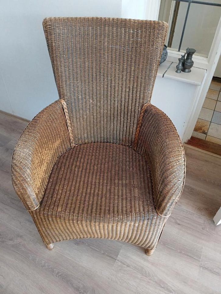 Lloyd Loom eetkamerstoel, origineel, Koopje, Huis en Inrichting, Stoelen, Gebruikt, Eén, Riet of Rotan, Bruin, Ophalen