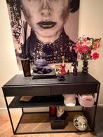 Zwart tafeltje Flinders met lades - 120x85x40 cm, Huis en Inrichting, Tafels | Sidetables, Ophalen, Gebruikt, 100 tot 150 cm, Metaal