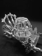 ZILVEREN MINIATUUR KRUIWAGEN MET MAND EN 2 EENDEN, Ophalen, Zilver