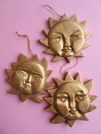 Vintage 90s zon kerst ornament hout goud kerstballen design, Ophalen, Zo goed als nieuw