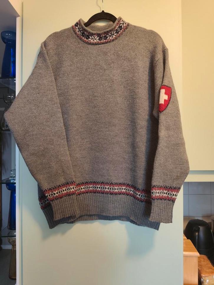 Vintage grijze uniseks wollen trui, mt M/40, Kleding | Dames, Truien en Vesten, Gedragen, Maat 38/40 (M), Grijs, Ophalen of Verzenden
